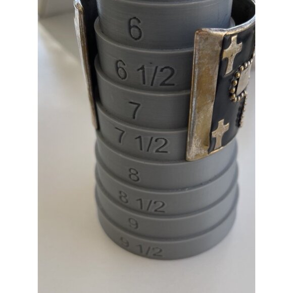 Vintage Silver Cuff Bracelet Cross Religious Handmade Sz 7-7.5” Bohemian Western - Picture 4 of 11